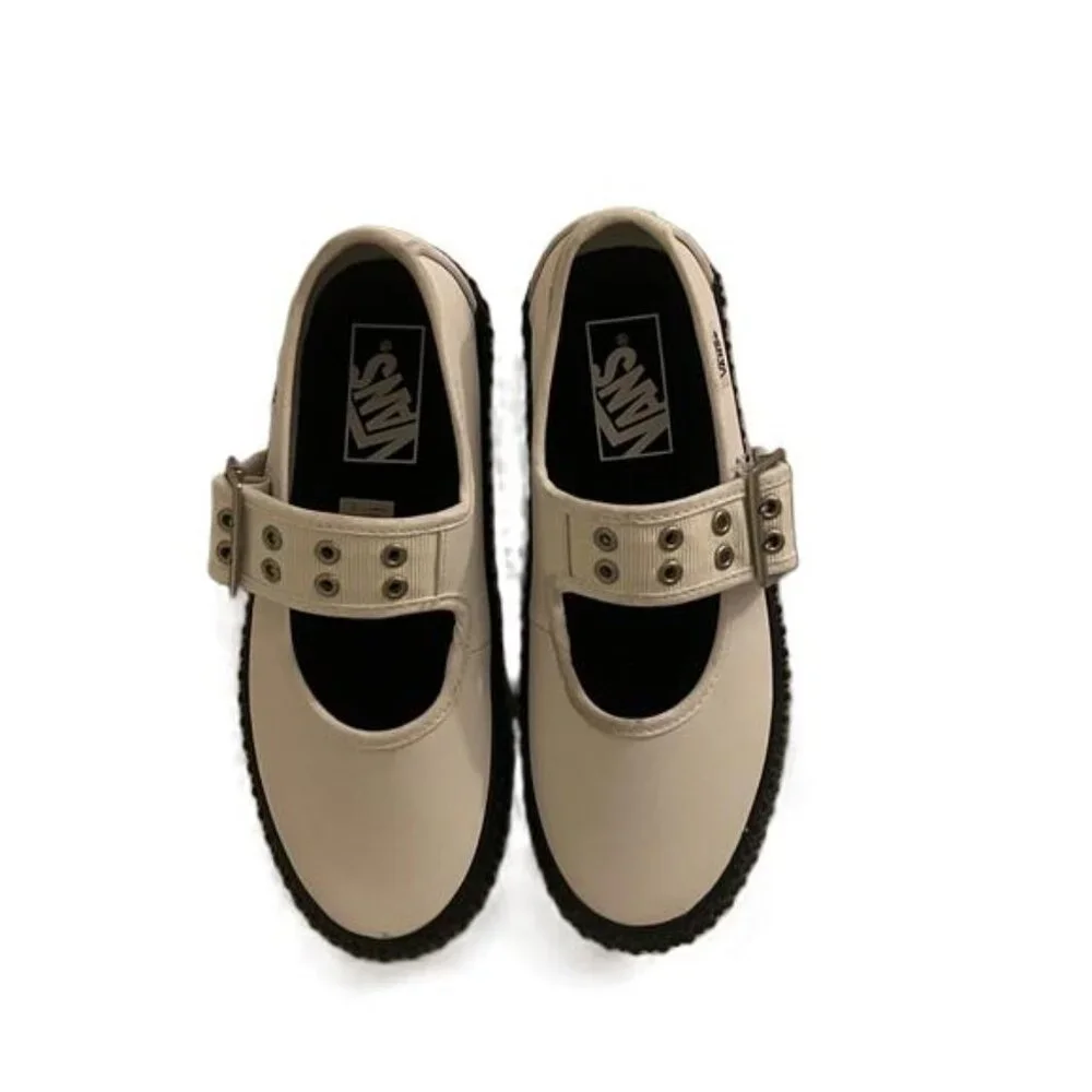 Vans Mary Jane Creeper Platform Shoes White Black Womens‎ Size